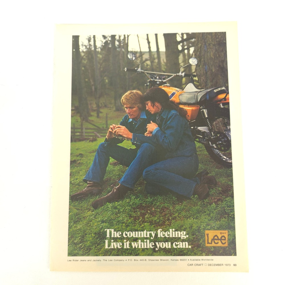 Vintage Lee Rider Jeans Suzuki Motorcycle Print Ad Denim Country Collector 1978
